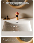 Puppy faucet installation example recommending a basin wider than 30 cm