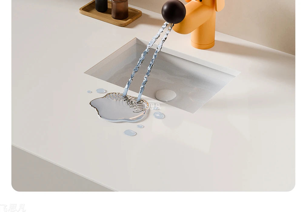 Puppy faucet diagram illustrating water spilling beyond an undersized basin