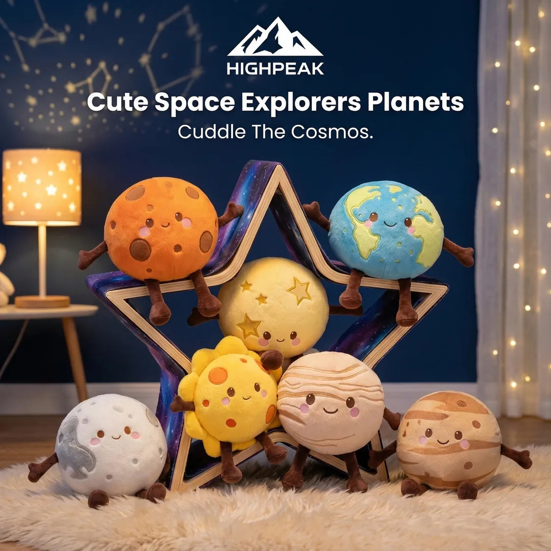 HighPeak Cute Space Explorers Planets | Solar System Plush Toy Set