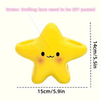Cute Star Toothbrush Holder size guide showing 15 cm width, 14 cm height, and decorative face placement