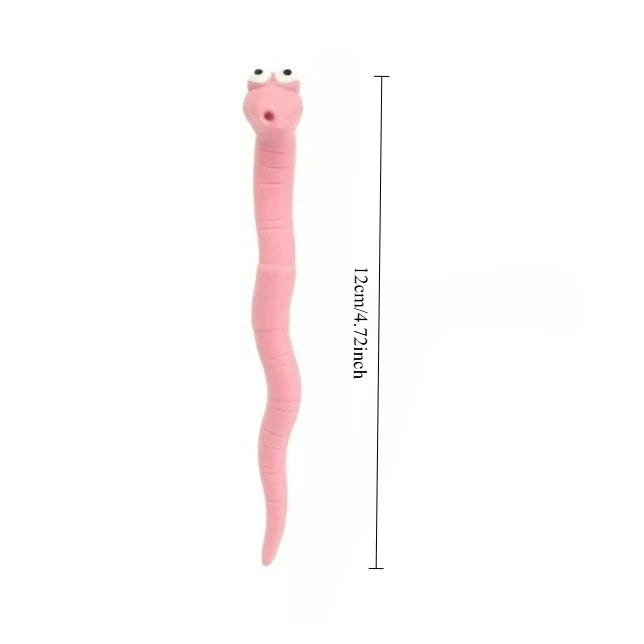 Cute Worm Plant Ornaments: pink decorative worm on a white background with a 12 cm size guide.