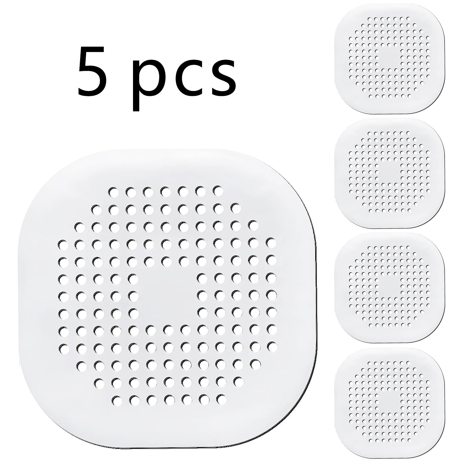 HighPeak DrainGuard™ 5-piece white silicone drain covers with suction grips for hair and debris trapping.