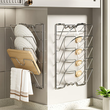 Pot Cleaning Rack HighPeak Pot Lid Organizer Rack Stainless Steel Space-Saving Kitchen