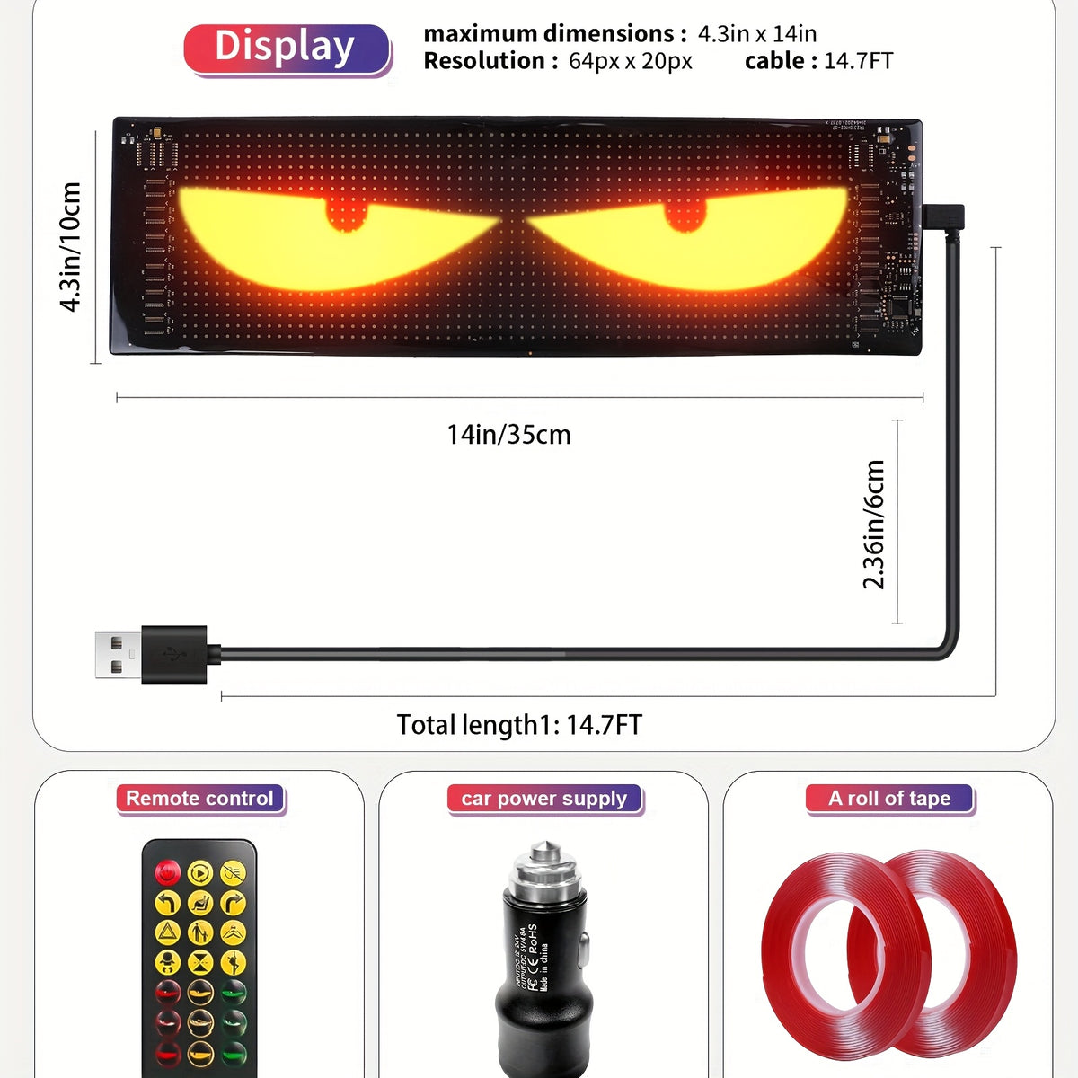 Programmable Led Eye Kit HighPeak Programmable LED Eyes for Cars (2pcs) | Car Window Display
