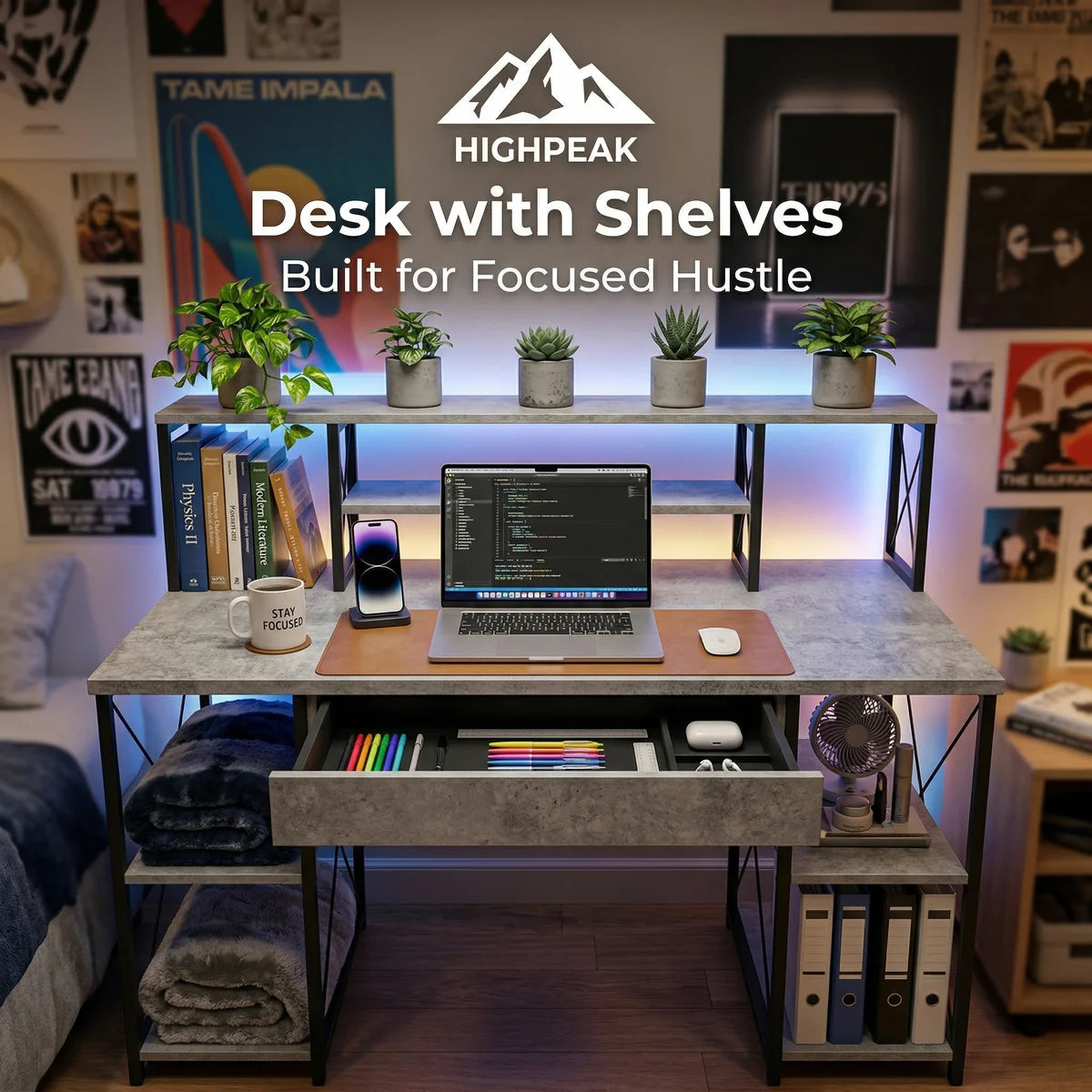 Desk with Shelves