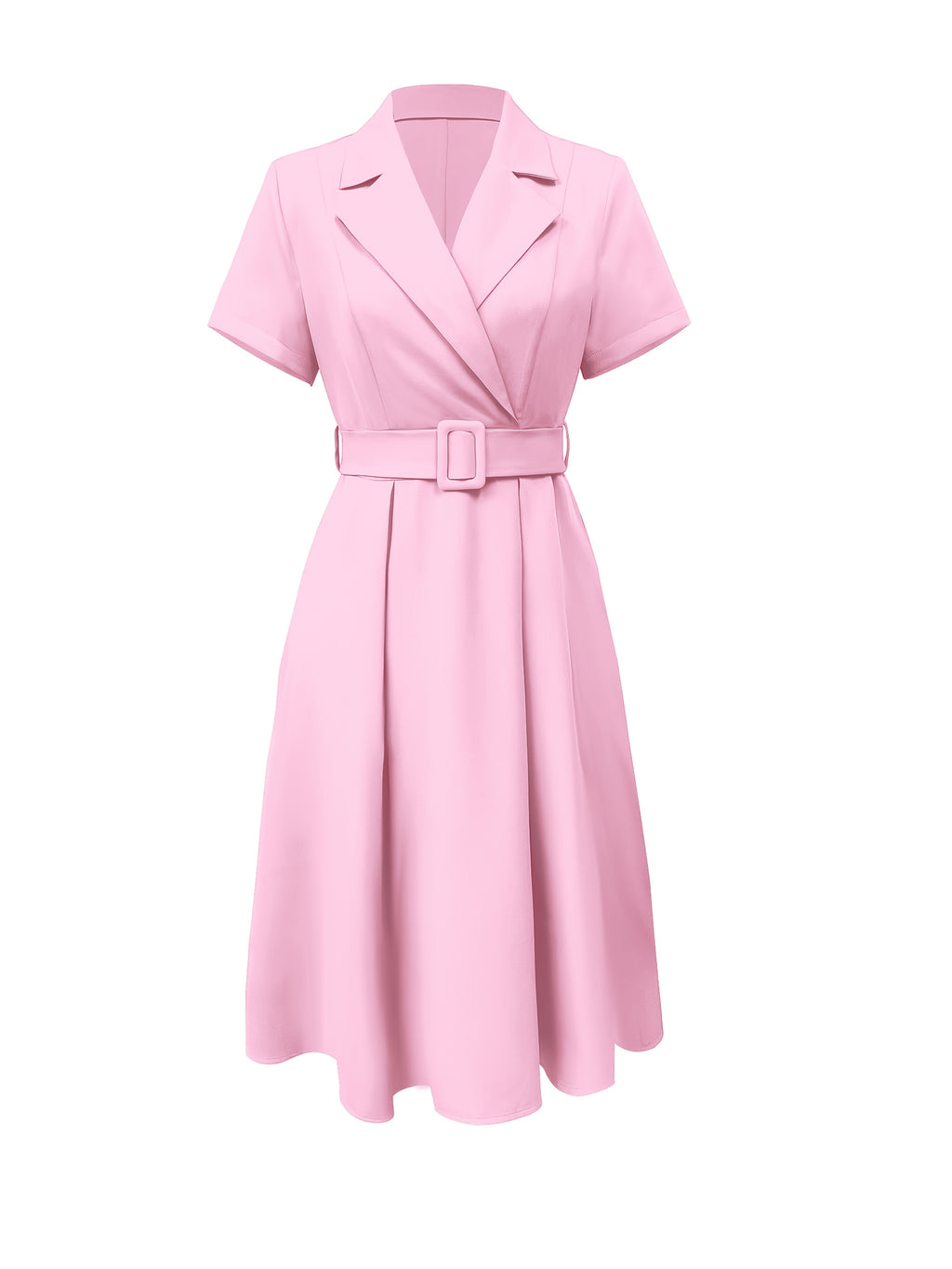 The Verona A-Line Midi Dress in soft pink with built-in belt and collar, showcasing HighPeak's flattering silhouette design.