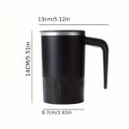 Digital Self-Stirring Mug black size guide showing height, body width and overall width including the handle.