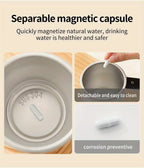 Digital Self-Stirring Mug interior detail showing the removable magnetic stirring capsule and stainless steel cup.