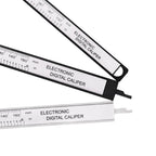 Digital Vernier Caliper ruler detail comparing printed scales and depth probes on 100mm and 150mm sizes