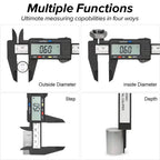 Digital Vernier Caliper 150mm guide for outside, inside, step, and depth measurements