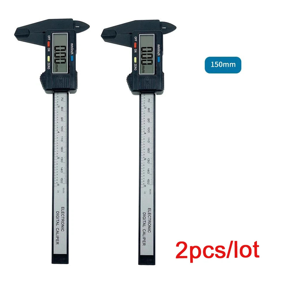 Digital Vernier Caliper 150mm 2-pack showing two black carbon fiber composite measuring tools