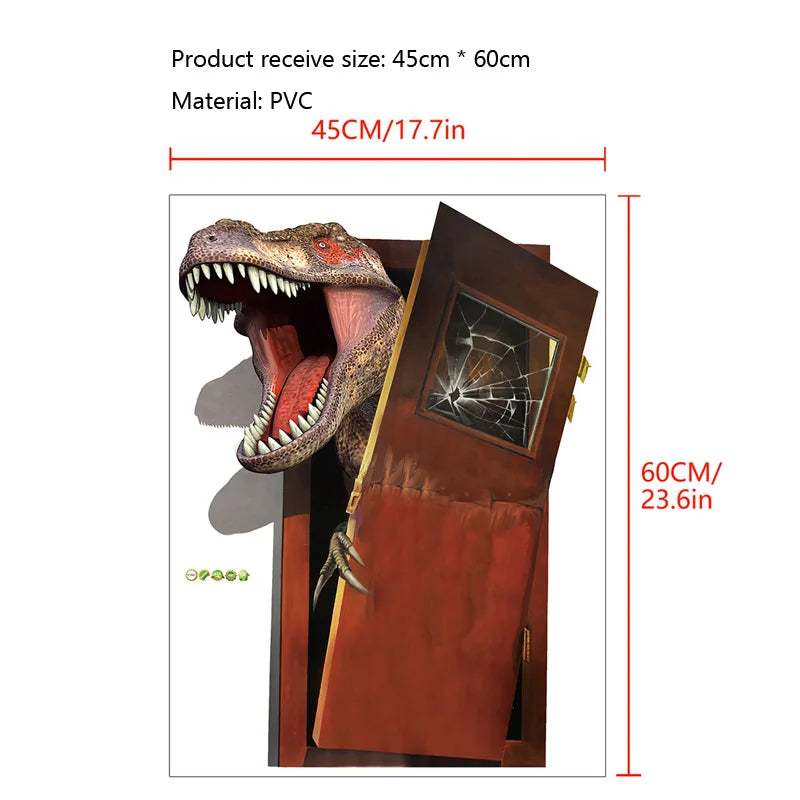 Dinosaur Breakout Wall Decal size guide showing the PVC sheet measuring 45 by 60 cm