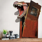 Dinosaur Breakout Wall Decal desk styling mockup with a plant, stacked books, camera, and black mug
