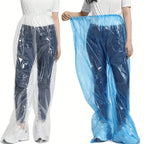 Disposable Rain Pants blue and transparent color options shown side by side