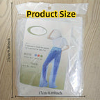 Transparent Disposable Rain Pants displayed folded in compact hanging packaging