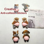 Dog Belly Door Buffer complete assortment with six dog designs arranged on a tabletop