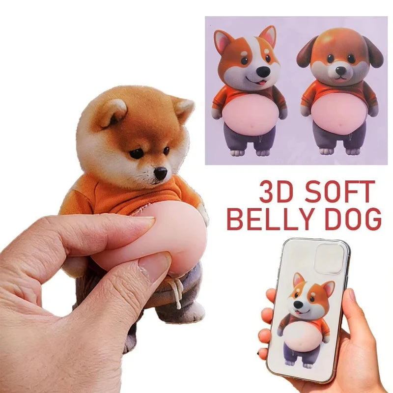 Dog Belly Door Buffer graphic showing the soft belly squeeze and phone case decoration use