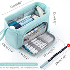 Double Compartment Pencil Case size guide showing the overall case dimensions and shorter front organizer.