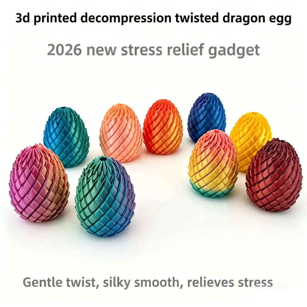 Dragon Egg Fidget Toy color lineup infographic showing assorted solid and blended finishes