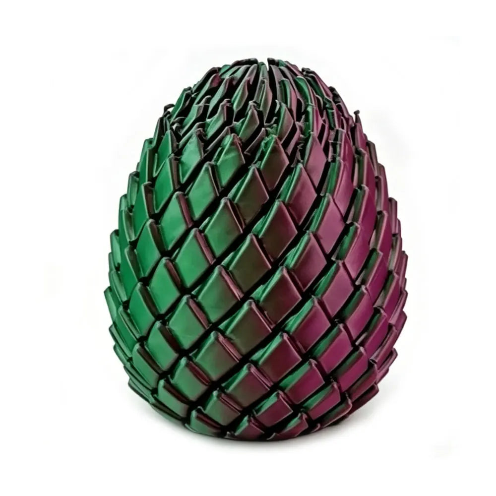 Dragon Egg Fidget Toy in a green and purple color blend with raised segmented scales