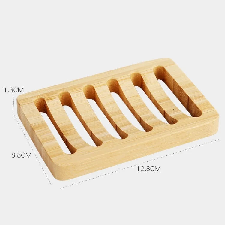 Draining Bamboo Soap Dish with six slots and 12.8 × 8.8 × 1.3 cm dimensions