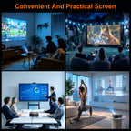 Dream J9 MiniProjector shown for gaming, backyard movies, presentations, and home workouts