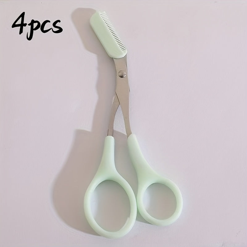 BrowCraft™ eyebrow trimming scissors in mint green with built-in comb, compact design for precise brow grooming by HighPeak