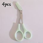 BrowCraft™ eyebrow trimming scissors in mint green with built-in comb, compact design for precise brow grooming by HighPeak