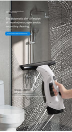 Electric Glass Cleaner water-collection feature for containing removed moisture