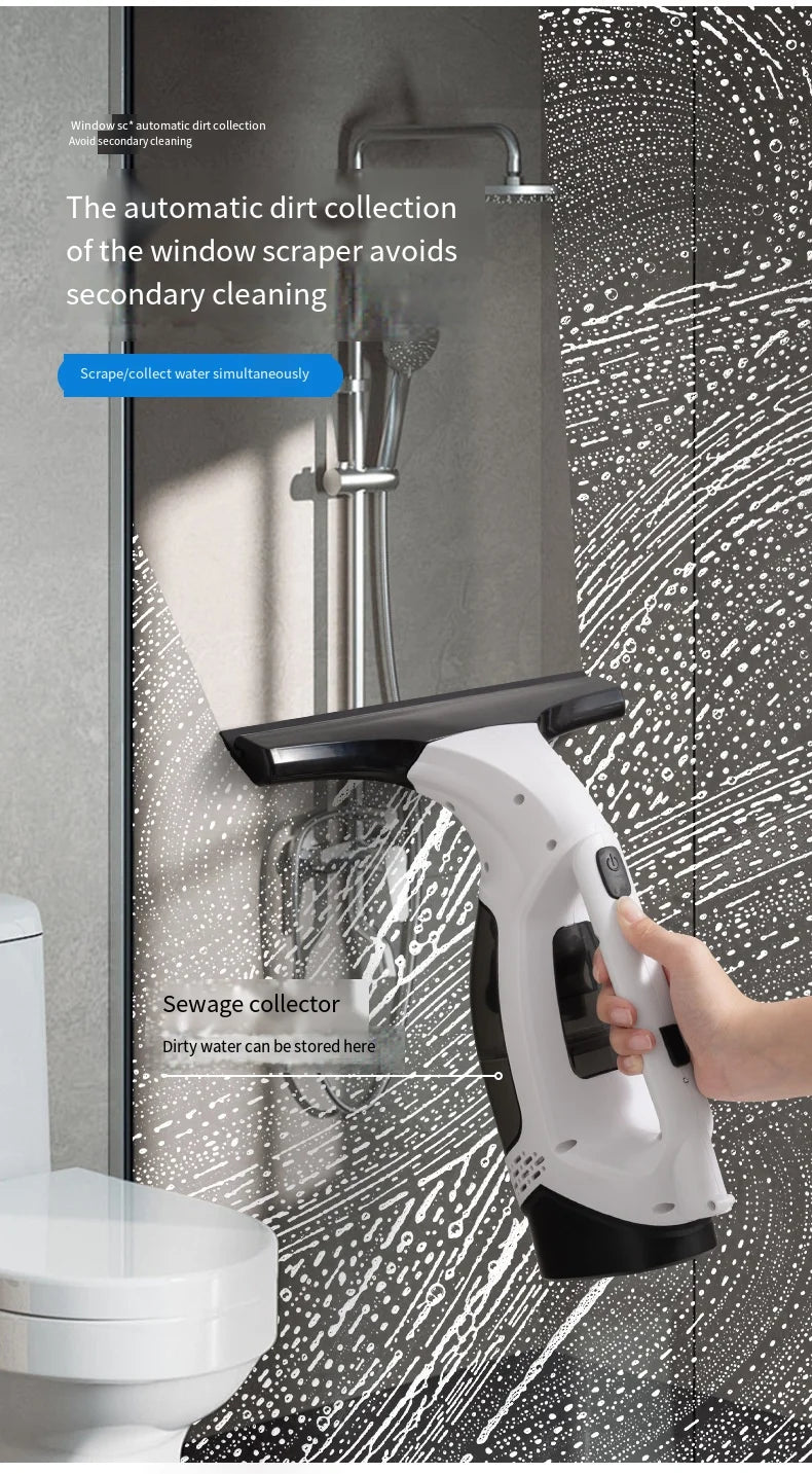 Electric Glass Cleaner water-collection feature for containing removed moisture