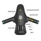 Electric Underwater Scooter control diagram labeling display, buttons, indicators and USB-C port
