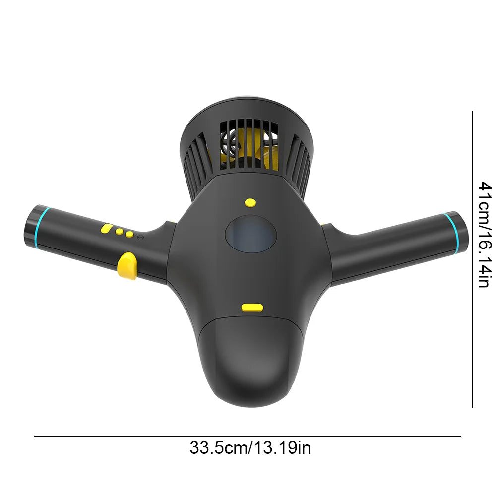 Electric Underwater Scooter dimensions showing a 33.5 cm width and 41 cm length