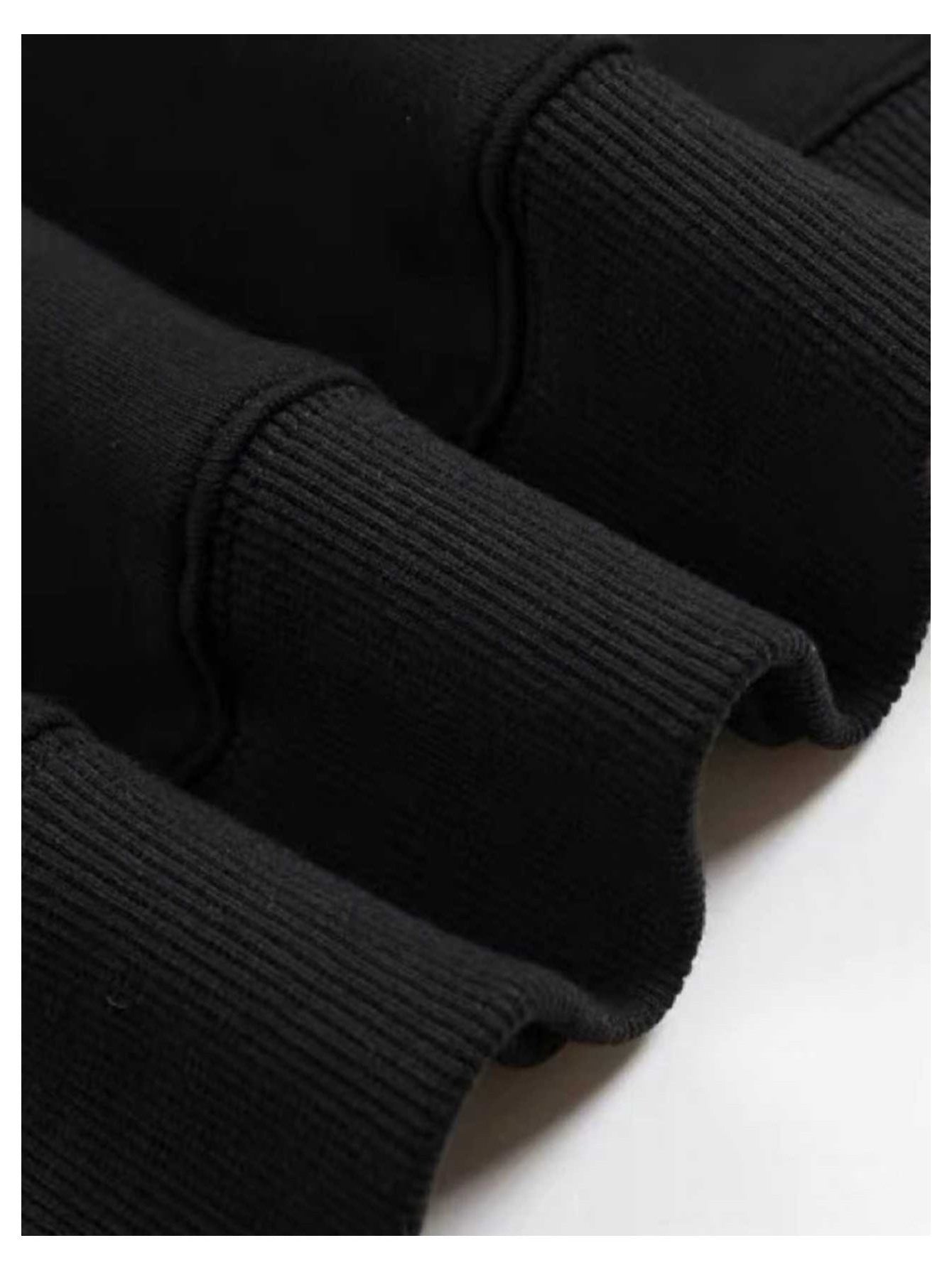 "Ew, People" Hoodie black ribbed cuff close-up showing the sleeve finishing detail