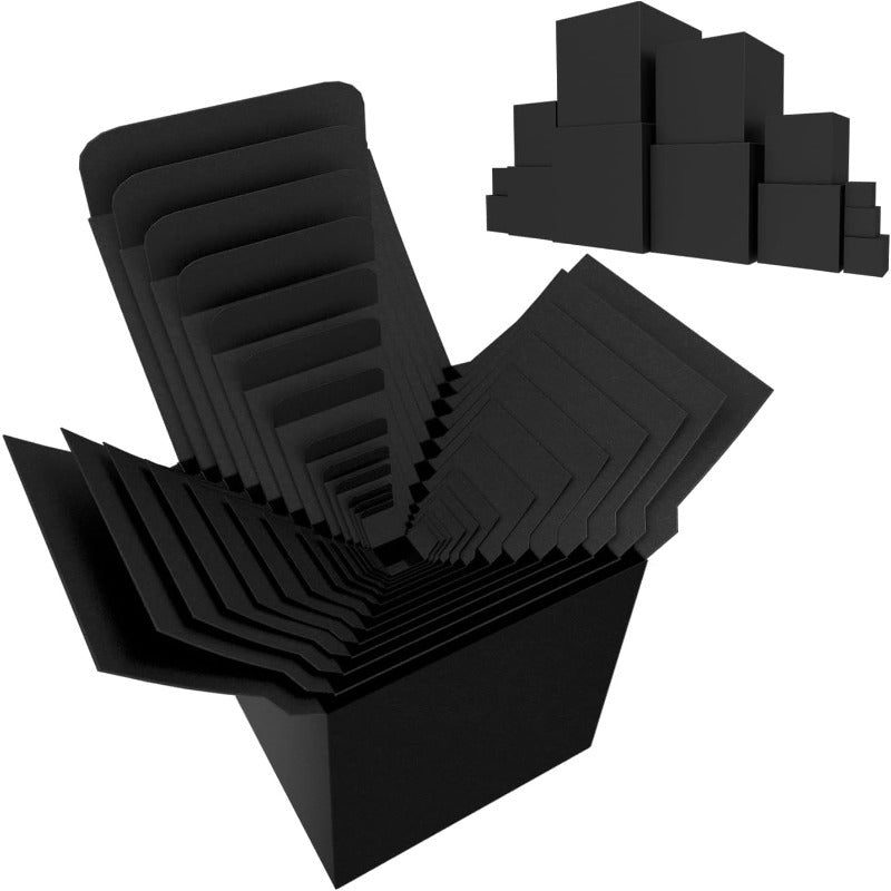 Prank Gift Box Set (13 Boxes) by HighPeak with sleek black matte nesting boxes, durable and reusable for gifts and pranks