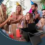 HighPeak Prank Gift Box Set (13 Boxes) with black matte nesting boxes at a lively party celebration scene