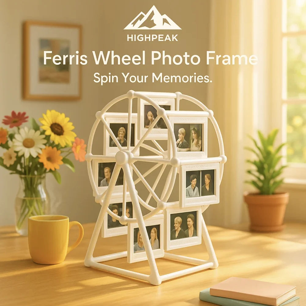 HighPeak Ferris Wheel Photo Frame – Rotating 8-Photo Desk Display