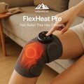 HighPeak FlexHeat Pro Knee Massager in gray with adjustable heat and vibration controls on a seated leg