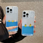 Floating Ducks Phone Case Three Ducks and Hat Ducks designs held separately against a textured wall