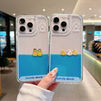 Floating Ducks Phone Case Hat Ducks and Three Ducks designs held upright side by side