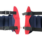 Floating Swim Training Belt side-by-side close-ups of the two buckles and adjustable strap sliders.