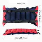 Floating Swim Training Belt front and side dimension views labelled 73 cm long and 27 cm high.