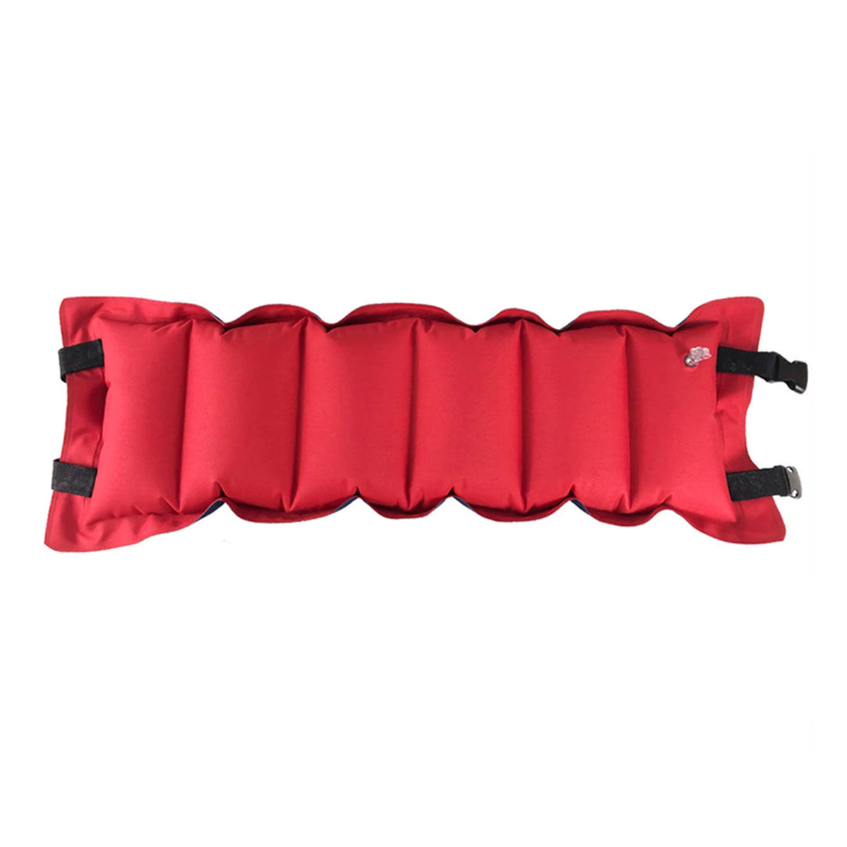 Floating Swim Training Belt full-length red outer side with the clear valve and two buckle ends.