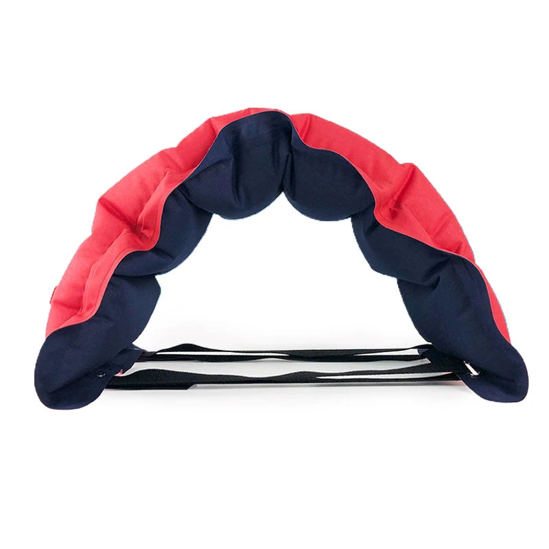 Floating Swim Training Belt red and navy curved body with the black waist straps visible.