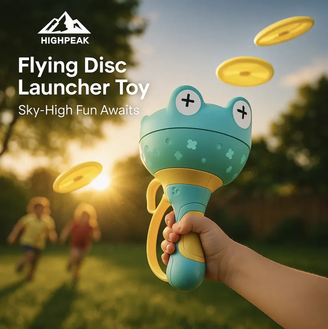 HighPeak Flying Disc Launcher – Pull-String Saucer Toy for Kids