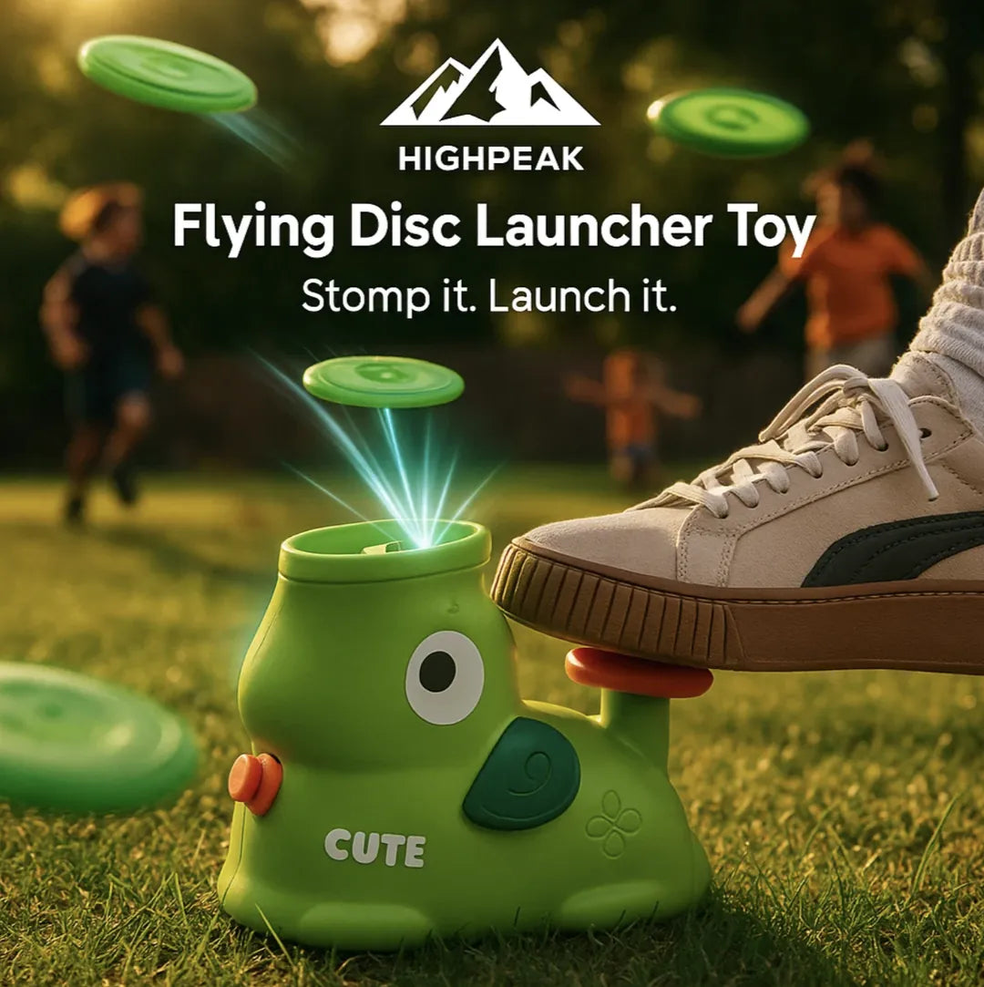 HighPeak Flying Disc Launcher Toy – Foot-Powered Outdoor Game for Kids