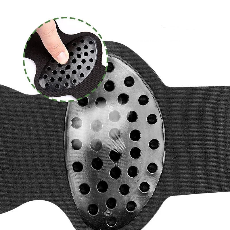 Foot Arch Support Pads close-up showing the flexible perforated oval gel insert and fabric band