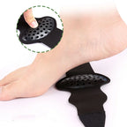 Foot Arch Support Pads opened beneath a foot to show the raised perforated gel support insert