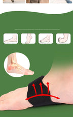 Foot Arch Support Pads support graphic showing cushioning arrows beneath the arch of the foot