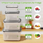 Fresh Produce Containers Set alternate capacity chart for the 380, 800, 1700, and 3150 ml containers