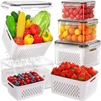 Fresh Produce Containers Set arranged with berries, citrus, lettuce, corn, and peppers